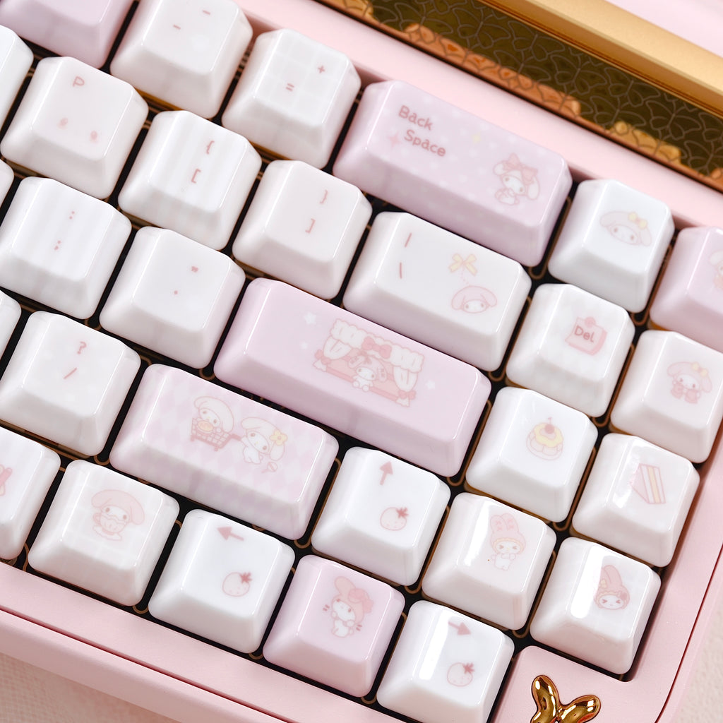 Cute Pink Rabbit Ceramic Keycap Set