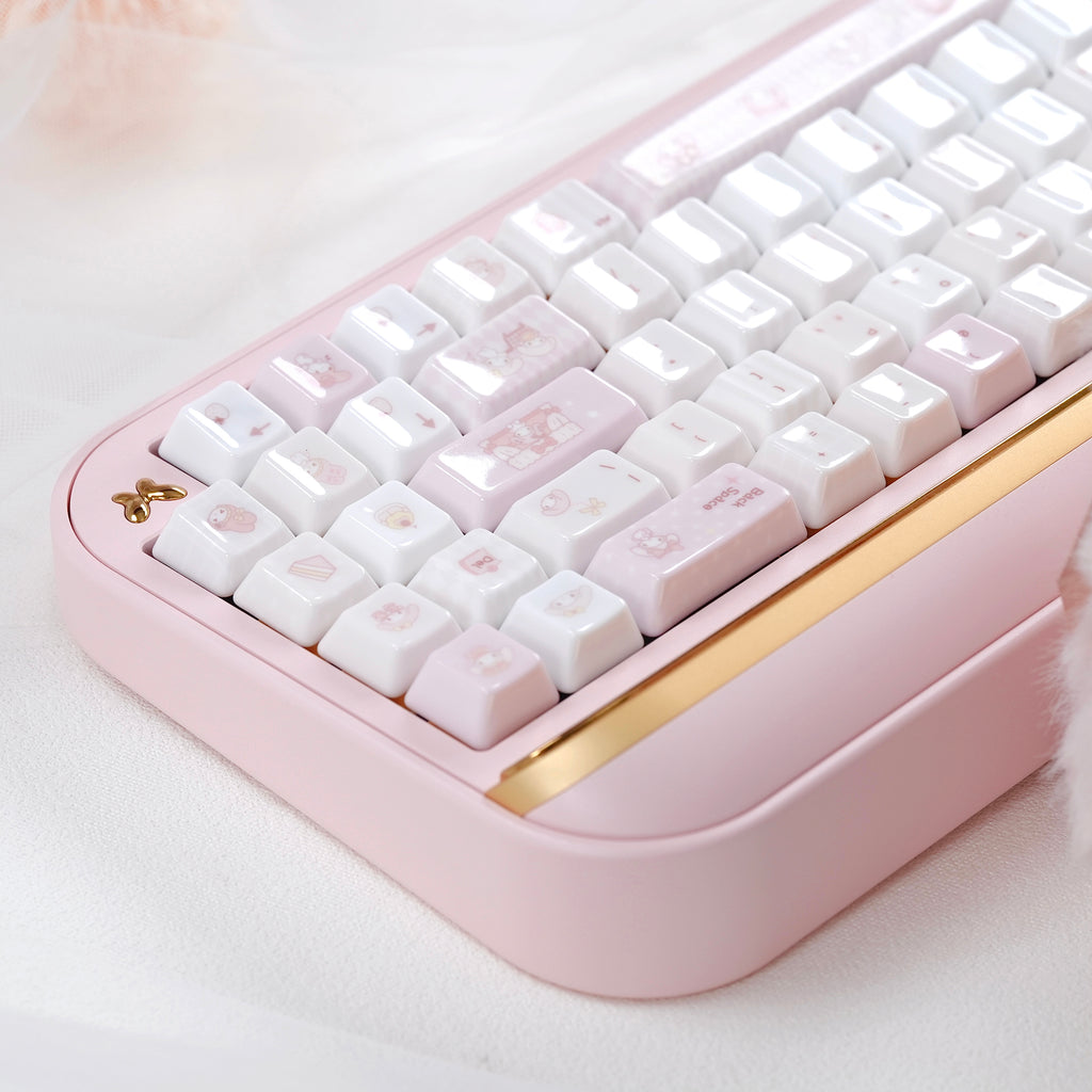 Cute Pink Rabbit Ceramic Keycap Set
