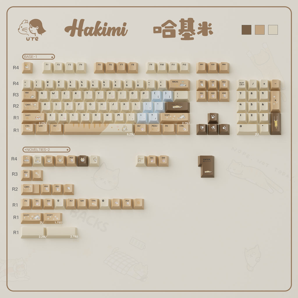 UreLab Hakimi Cat PBT Keycap Set - Cherry Profile