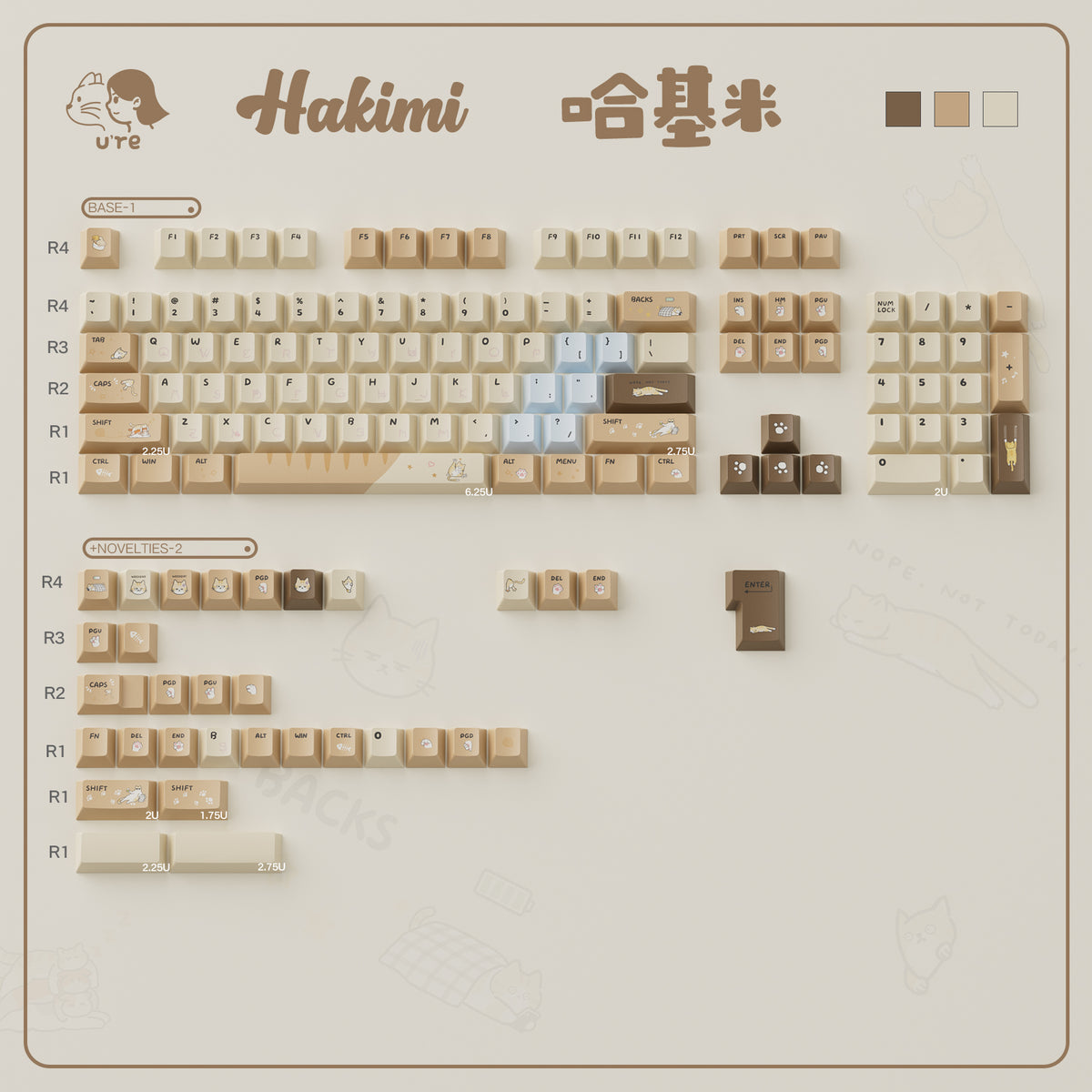 UreLab Hakimi Cat PBT Keycap Set - Cherry Profile