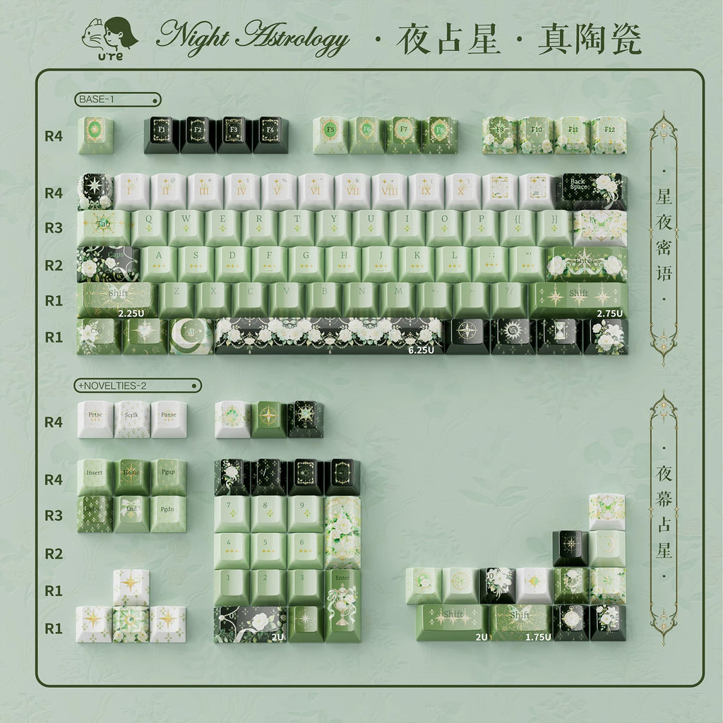 Night Star Ceramic Glaze Keycap Set | Cherry Profile PBT Keycaps