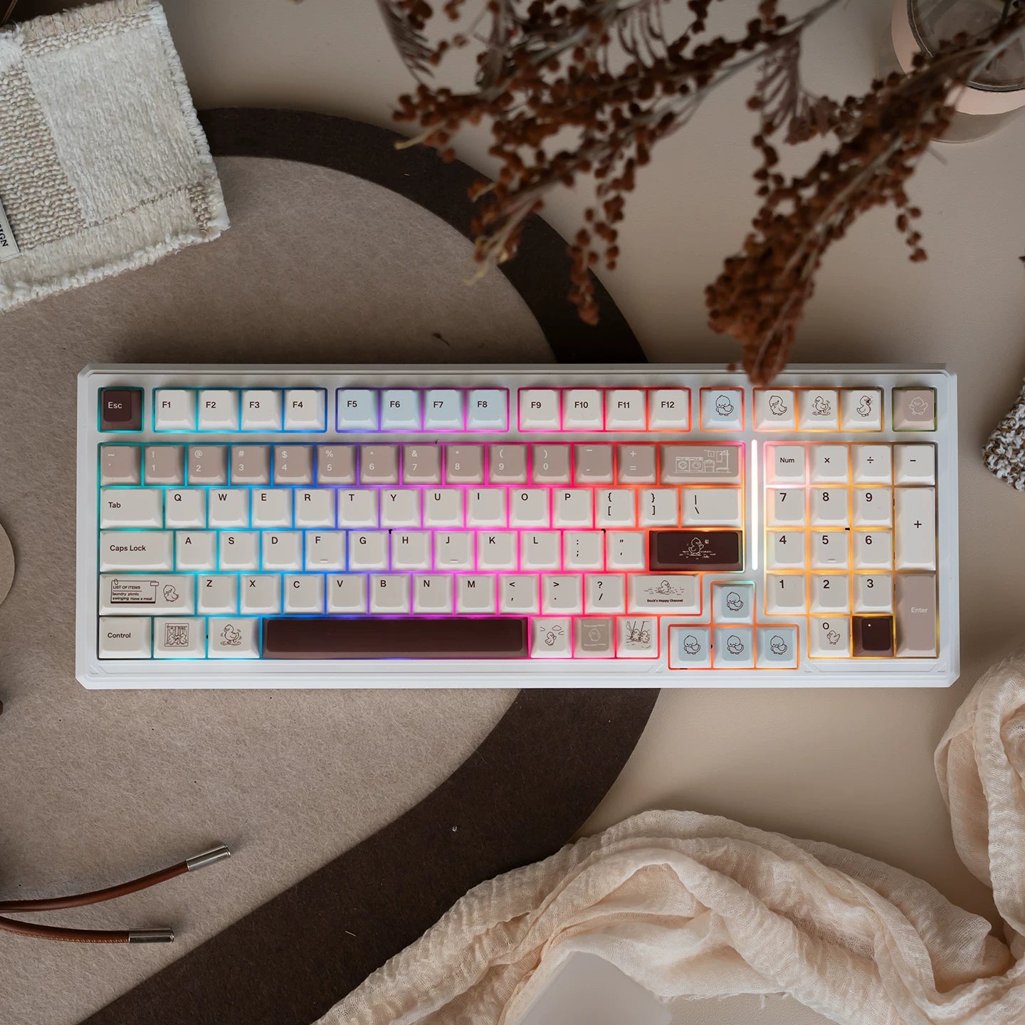 UR98 White Three-Mode Mechanical Keyboard | Gasket RGB Hot-Swap Custom Kit