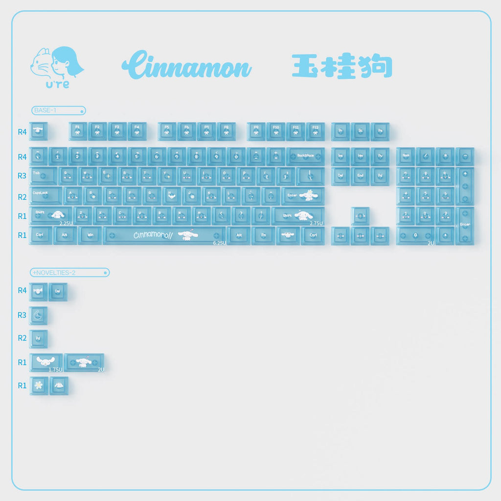 URE Blue Yujian Dog PC Fog Transparent Keycaps