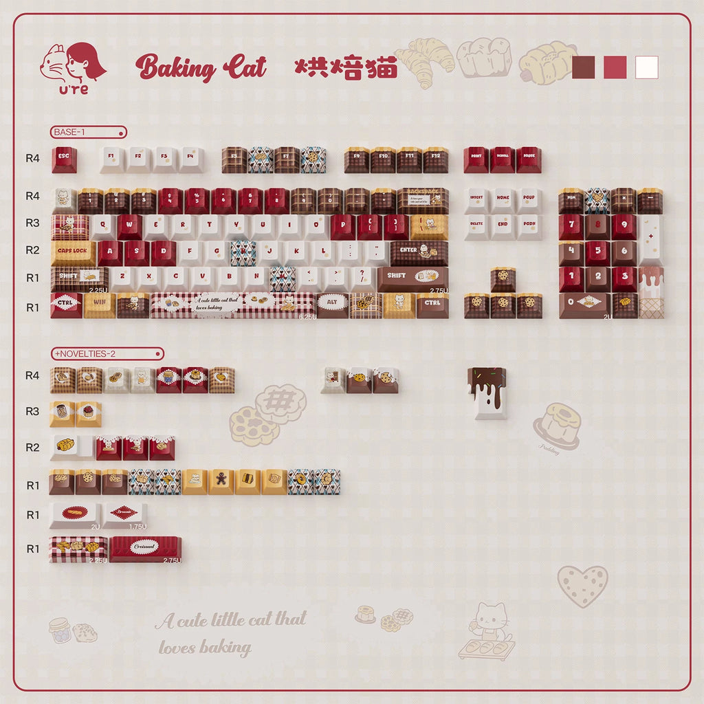 Baking Cat Keycap Set | Cherry Profile PBT Keycaps