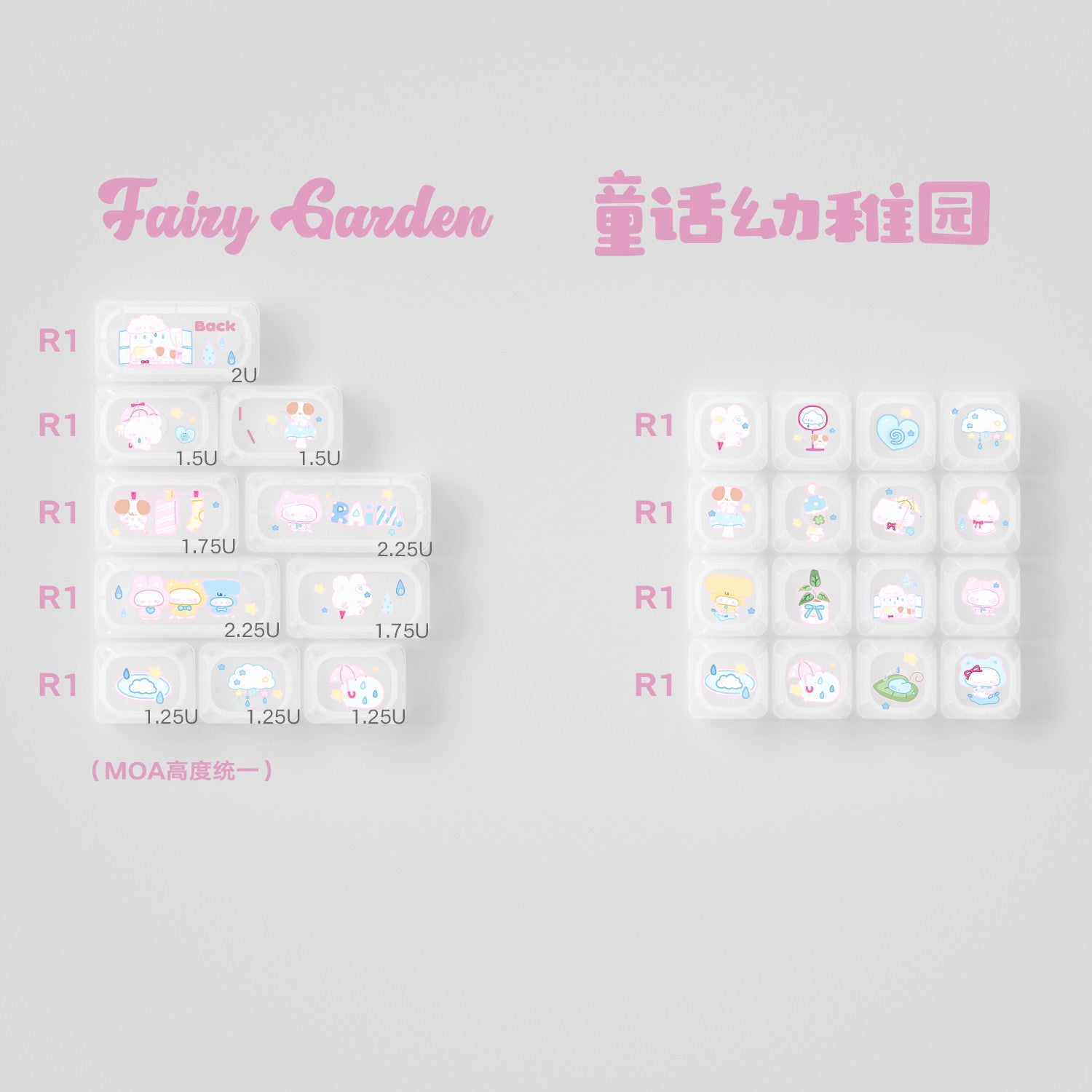 Fairy Tale Kindergarten Keycap Set | Cherry & MOA Profile PBT Keycaps
