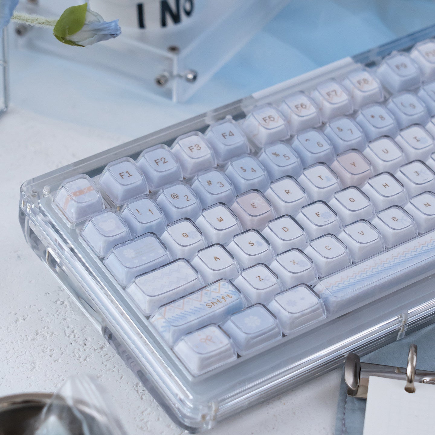 Urelab Winter Letter Dual-Layer Pudding Keycap Set