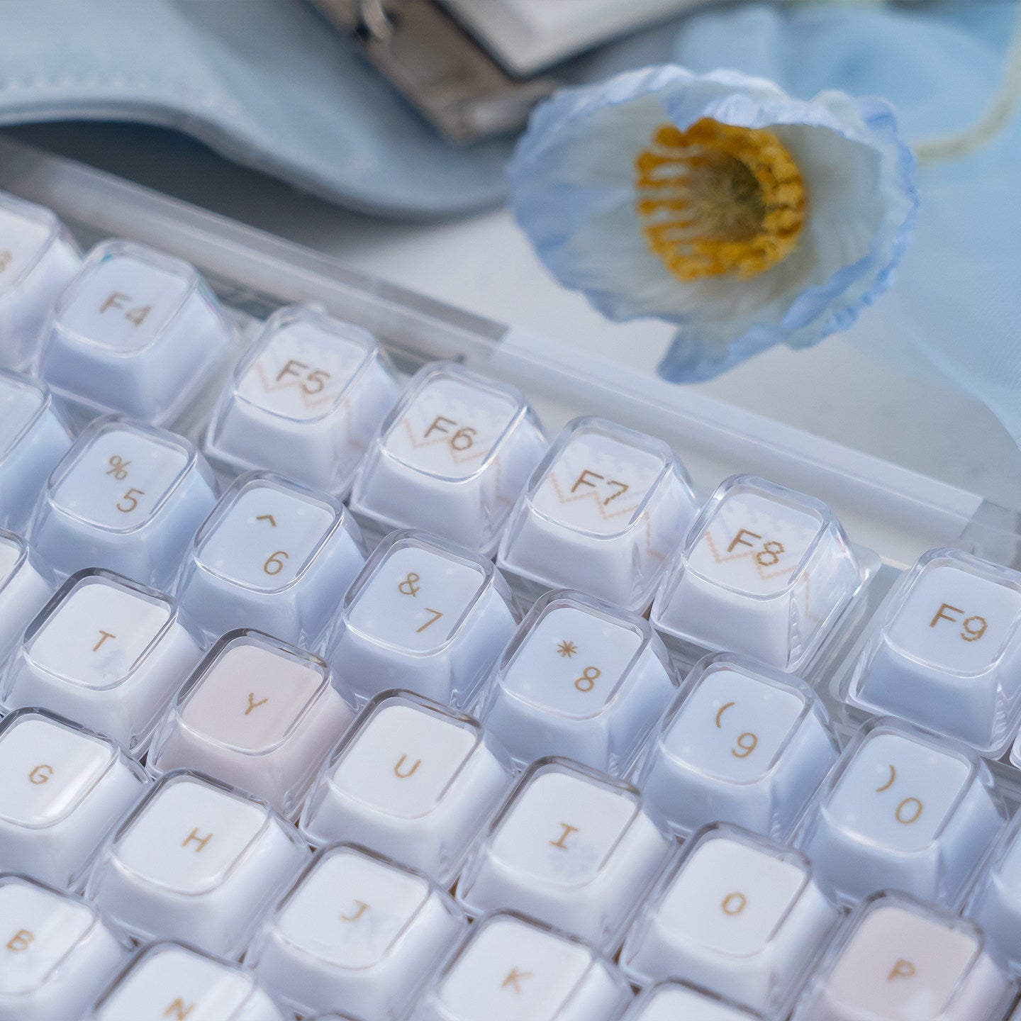 Urelab Winter Letter Dual-Layer Pudding Keycap Set