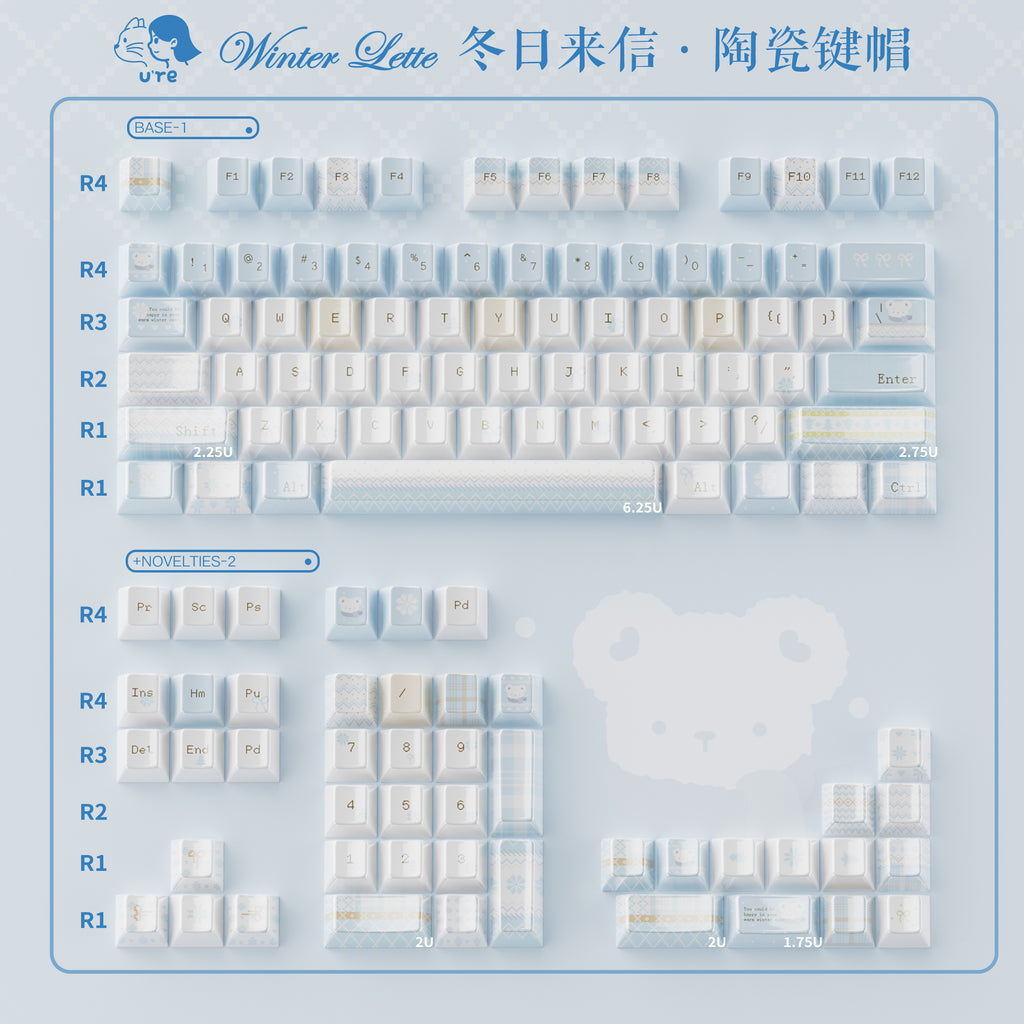 UreLab Winter Letter Genuine Ceramic Keycap Set